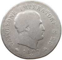 ITALY STATES NAPOLEON I. 2 LIRE 1807 M Napoleon I. (1804-1814, 1815) RARE #t144 0143 - Napoleónicas