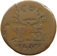 ITALY STATES NAPLES 5 TORNESI 1798 Ferdinando IV (I) Di Borbone, 1759-1816 #a084 0415 - Napels & Sicilië