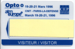 Carte Salon Badge OPTO 1996 Card Magnétique Karte (salon 533) - Ausstellungskarten