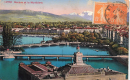 SUISSE - Genève - Genève Et Mont Blanc - Ville - Ponts - Lac - Horloge - Vue - Colorisé - Carte Postale Ancienne - Genève