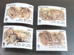 INDIA 1999 WWF Protected Animal Asiatic Lions 4v Set MNH As Per Scan - Unused Stamps