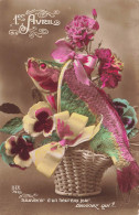 FÊTES - VŒUX - Premier Avril - Bouquet De Fleurs Avec Un Poisson - Fantaisie - Colorisé - Carte Postale Ancienne - 1er Avril - Poisson D'avril