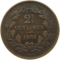 LUXEMBOURG 2 1/2 CENTIMES 1901 Adolph 1890 - 1905 #c081 0363 - Luxembourg