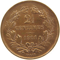 LUXEMBOURG 2 1/2 CENTIMES 1901 Adolph 1890 - 1905 #c050 0107 - Luxembourg