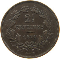 LUXEMBOURG 2 1/2 CENTIMES 1870 WITHOUT DOT #t140 0631 - Luxembourg