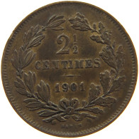 LUXEMBOURG 2 1/2 CENTIMES 1901 Adolph 1890 - 1905 #a085 0401 - Luxembourg