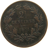 LUXEMBOURG 2 1/2 CENTIMES 1854 Willem III. 1849-1890 NO SERIF #c032 0191 - Luxembourg