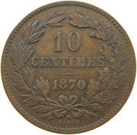 LUXEMBOURG 10 CENTIMES 1870 Willem III. 1849-1890 #c009 0059 - Luxembourg