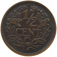 NETHERLANDS 1/2 CENT 1930 Wilhelmina 1890-1948 #a094 0007 - 0.5 Centavos