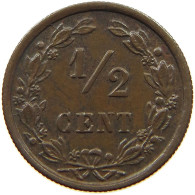 NETHERLANDS 1/2 CENT 1900 Wilhelmina 1890-1948 #a015 0253 - 0.5 Centavos
