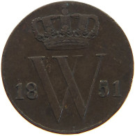 NETHERLANDS 1/2 CENT 1851 Willem III. 1849-1890 #c065 0107 - 1849-1890: Willem III.