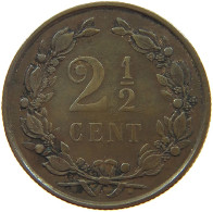 NETHERLANDS 2 1/2 CENTS 1884 Willem III. 1849-1890 #s076 0233 - 1849-1890: Willem III.