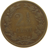 NETHERLANDS 2 1/2 CENTS 1883 Willem III. 1849-1890 RARE #s076 0235 - 1849-1890: Willem III.