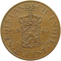 NETHERLANDS 2 1/2 CENT 1945 P Wilhelmina 1890-1948 #t158 0645 - 2.5 Centavos