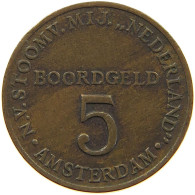 NETHERLANDS JETON 5 CENTS BOORDGELD  AMSTERDAM #c069 0155 - Altri & Non Classificati