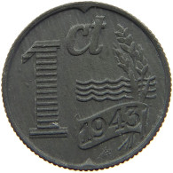 NETHERLANDS CENT 1943 Wilhelmina 1890-1948 #a086 0287 - 1 Centavos