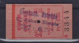 Dagkaart Traject BLANKENBERGHE / OSTENDE Uitgegeven In WENDUYNE Datum Markering B12- 6 - X ; Zie Scan ! LOT 164 - Europe