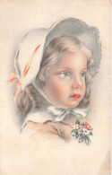 ENFANT - Portrait Au Crayon - Petite Blonde Avec Un Chapeau - Carte Postale Ancienne - Portretten