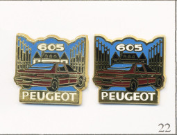 LOT 2 Pin's Automobile - Peugeot / Modèle 605 - Version Château Blanc & Noir. Estampillés Hélium. Zamac. T734-22B - Peugeot