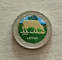 LETTONIE 2016 - INDUSTRIE LAITIERE VACHE BRUNE -  2 EURO COMMEMORATIVE - COULEUR - FARBE - COLORED - COLOR - COLORISEE - Lettonia