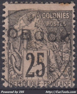 TIMBRE OBOCK ALPHEE DUBOIS 25c NOIR N° 17 PIQUAGE A CHEVAL OBLITERE - A VOIR - Used Stamps