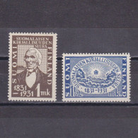 FINLAND 1931, Sc# 180-181, Finnish Literary Society, MH - Unused Stamps
