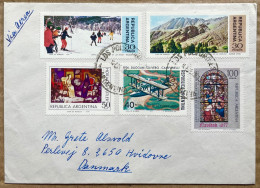 ARGENTINA 1978, COVER USED TO DENMARK, 5 DIFF STAMP, MOUNTAIN, ICE SKI, HELICOPTER, CHRISTMAS, PAINTING, AIR FORCE DAY, - Briefe U. Dokumente