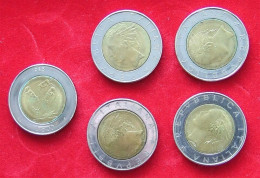 COLLECTION LOT ITALY 500 LIRE BIMETALIC 5PC 34G  #xx34 2110 - Collections