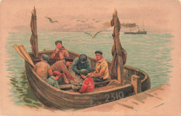 PEINTURES - TABLEAUX - Hommes Sur Un Bateau - Colorisé - Carte Postale Ancienne - Malerei & Gemälde