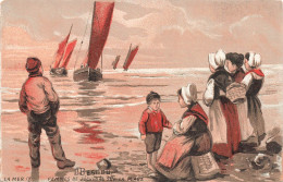 PEINTURES - TABLEAUX - Besnou - Femmes De Pêcheurs Sur La Plage - Colorisé - Carte Postale Ancienne - Paintings