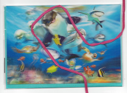 Carte Double Lenticulaire 3D Thème Dauphin, Requin, Tortue, Poisson Animaux De La Mer Format 19 X 13 Cm Avec Enveloppe - Dolphins