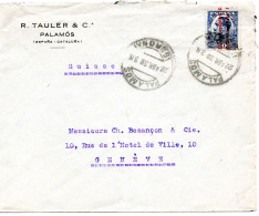 71865 - Spanien - 1932 - Republica/40c Alfonso EF A Bf PALAMOS -> Schweiz - Cartas & Documentos