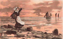 PEINTURES - TABLEAUX - Besnou - Attente Du Pêcheur - Colorisé - Carte Postale Ancienne - Pintura & Cuadros