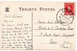 71866 - Spanien - 1909 - 10c Alfonso EF A AnsKte SEVILLA -> Frankreich - Covers & Documents