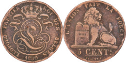 BELGIQUE - 1850 - 5 Centimes - Leopold I - 0 Ouvert Signature Sans Point - 16-081 - 5 Cents