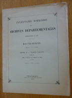Inventaire Sommaire Des ARCHIVES DEPARTEMENTALES (HAUTE-MARNE) Antérieures à 1790 Série F - Fonds Laloy - Champagne - Ardenne