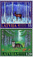 Latvia Lettland 2011 Europa CEPT Forests Mammals Deer And Wolf Set Of 2 Stamps - 2011