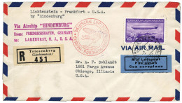 LIECHTENSTEIN : Premier Voyage Nordamerikafahrt De 1936. Lettre En Recommandé - Autres & Non Classés