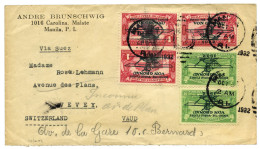 PHILIPPINES : PA N°25B X 3, 25A X 2 Sur Pli De Manille 5/oct/1932 Pour La Suisse - Philippinen