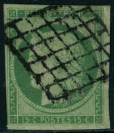 Obl. N°2 15c Vert - TB - 1849-1850 Cérès