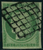 Obl. N°2 15c Vert - TB - 1849-1850 Ceres