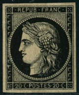 ** N°3 20c Noir S/jaune - TB - 1849-1850 Cérès