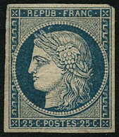 * N°4 25c Bleu, Infime Trace  Signé Calves - TB - 1849-1850 Cérès
