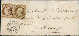 Lettre N°5 + 9 Jolie Combinaison à 50c Obl PC 776 (18/10/53) Cachet D'arrivée Au Verso - TB - 1849-1850 Ceres