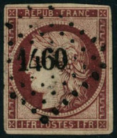 Obl. N°6 1F Carmin, Qualité Standard Signé Calves - TB - 1849-1850 Cérès