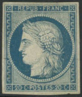 ** N°8f 20c Bleu, Réimp - TB - 1849-1850 Ceres