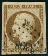 Obl. N°9d 10c Bistre Brun-foncé, Signé Scheller - TB - 1852 Luigi-Napoleone