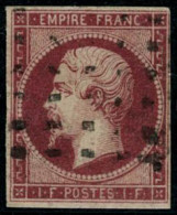 Obl. N°18 1F Carmin, Qualité Standard Signé Brun - TB - 1853-1860 Napoleon III