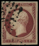 Obl. N°18 1F Carmin, Petites Marges - TB - 1853-1860 Napoleon III