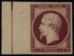 ** N°18e 1F Carmin Foncé BDF Avec Filet D'encadrement, Très RARE - TB - 1853-1860 Napoléon III.